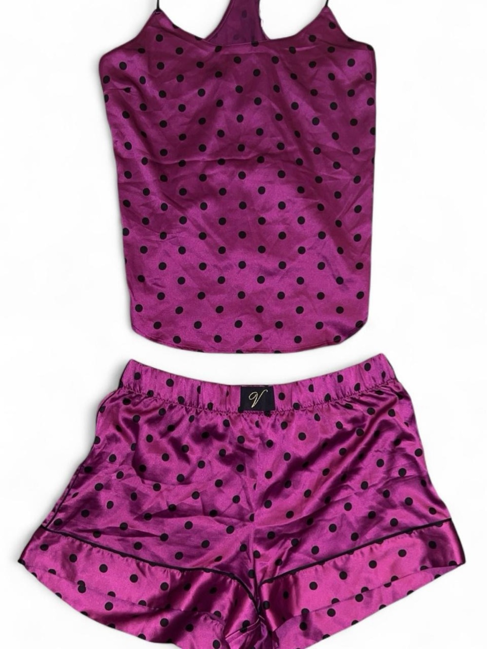 Victoria’s Secret Pink Satin Polka Dot Pajama Set Size S